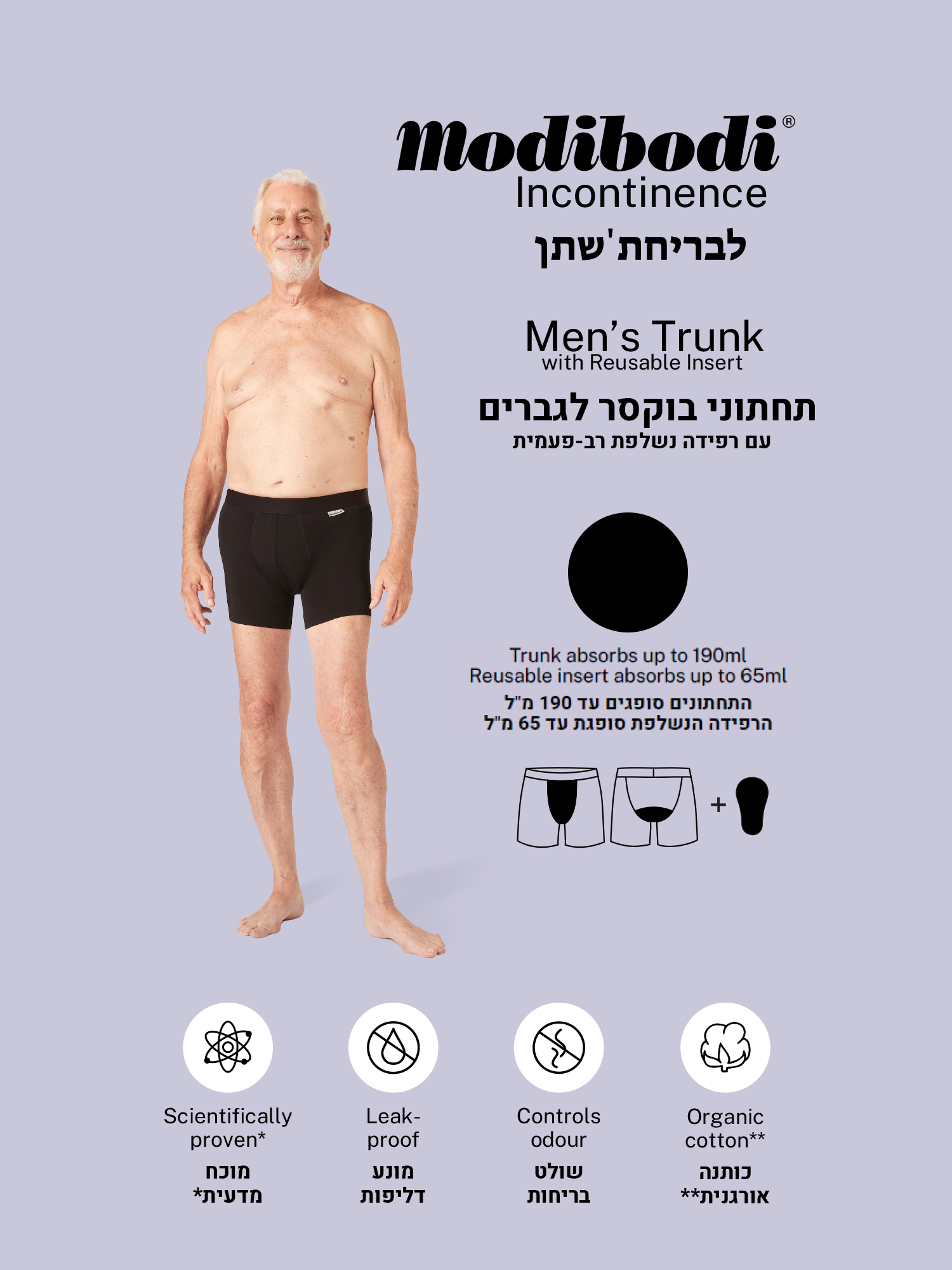 תחתוני בוקסר לבריחת שתן לגברים