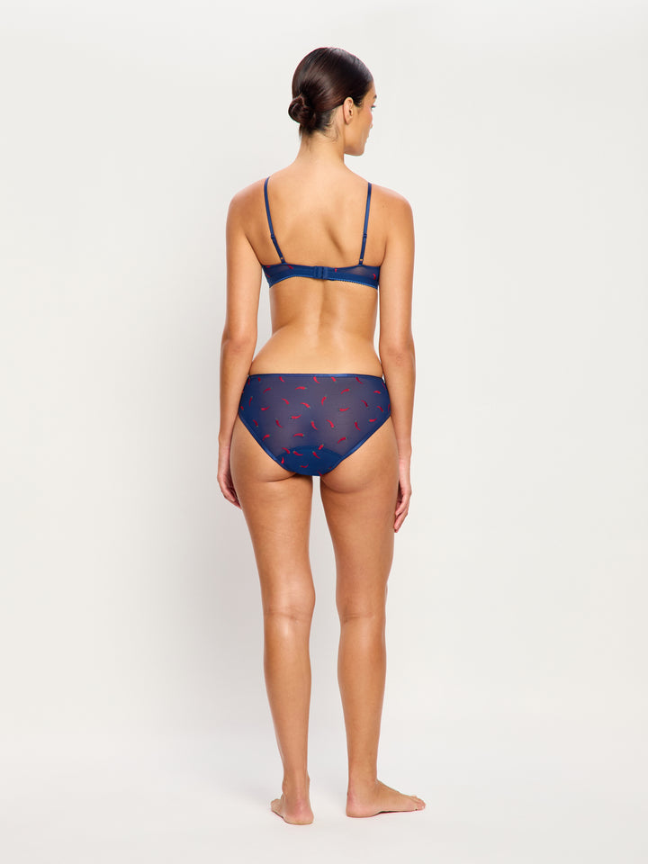 ברלט מחשוף וי Spicy Day בצבע נייבי עם רקמת צ'ילי - דוגמנית במידה S