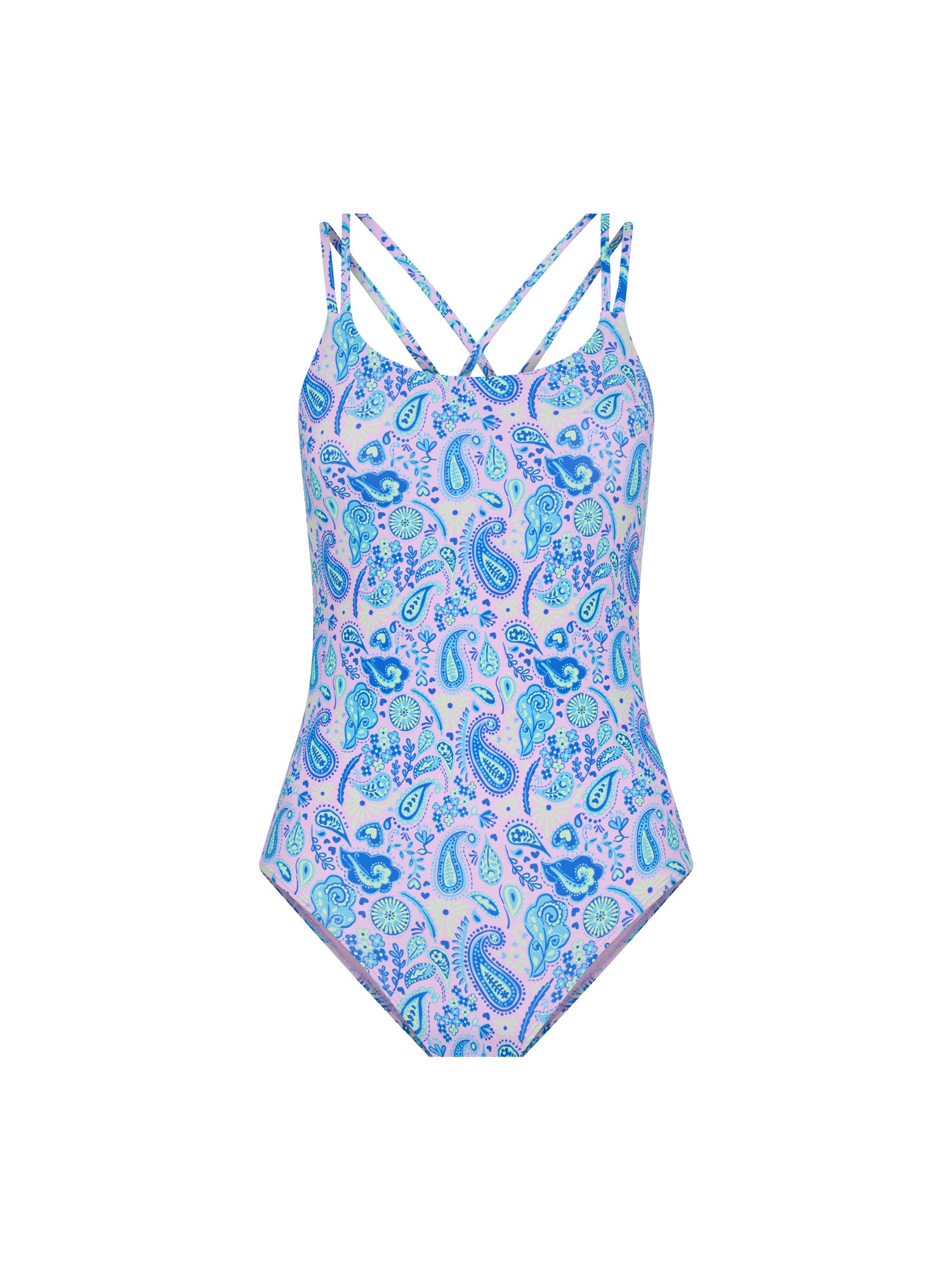 פקשוט של בגד ים שלם קרוס לנערות בהדפס פייזלי מבט חזיתי