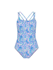 פקשוט של בגד ים שלם קרוס לנערות בהדפס פייזלי מבט חזיתי