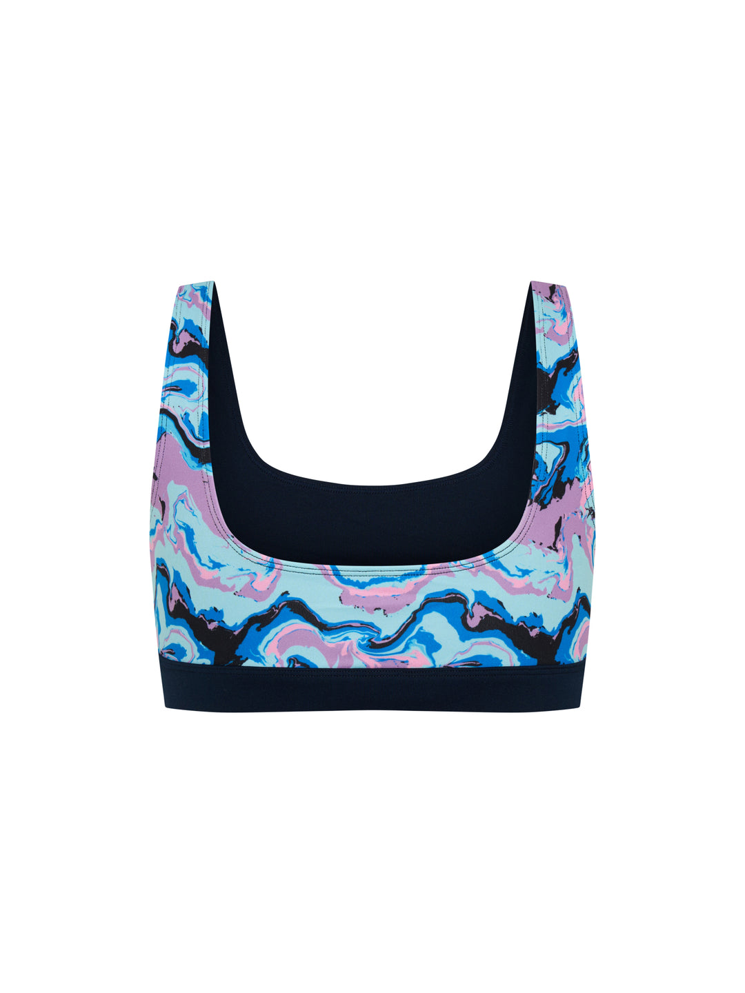 צילום מוצר נקי (Packshot) של החלק האחורי של הטופ הדו-צדדי על רקע לבן.