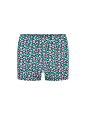 מכנסון בגד ים סופג לנערות בהדפס פרחוני שחור מבט מלפנים. פקשוט