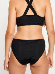 חלק תחתון של בגד ים סופג לנערות בגזרת ביקיני נמוכה עם מפתח ירך רגיל, מבט מאחור, מידת הדוגמנית: 12-14