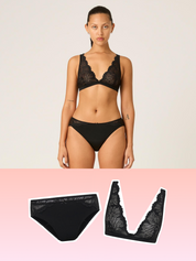 מידי בריף Ines + ברלט Sylvie | צבע Noir Black. מידת הדוגמנית: S