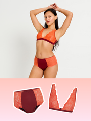 סט לאנז'רה סופג בורדו, מבט מלפנים. מידת הדוגמנית: S